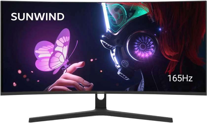 34" Монитор SunWind SM-34QV401,  3440x1440,  VA,  165Гц,  2хHDMI,  2хDP,  изогнутый, черный [sm34vg01]